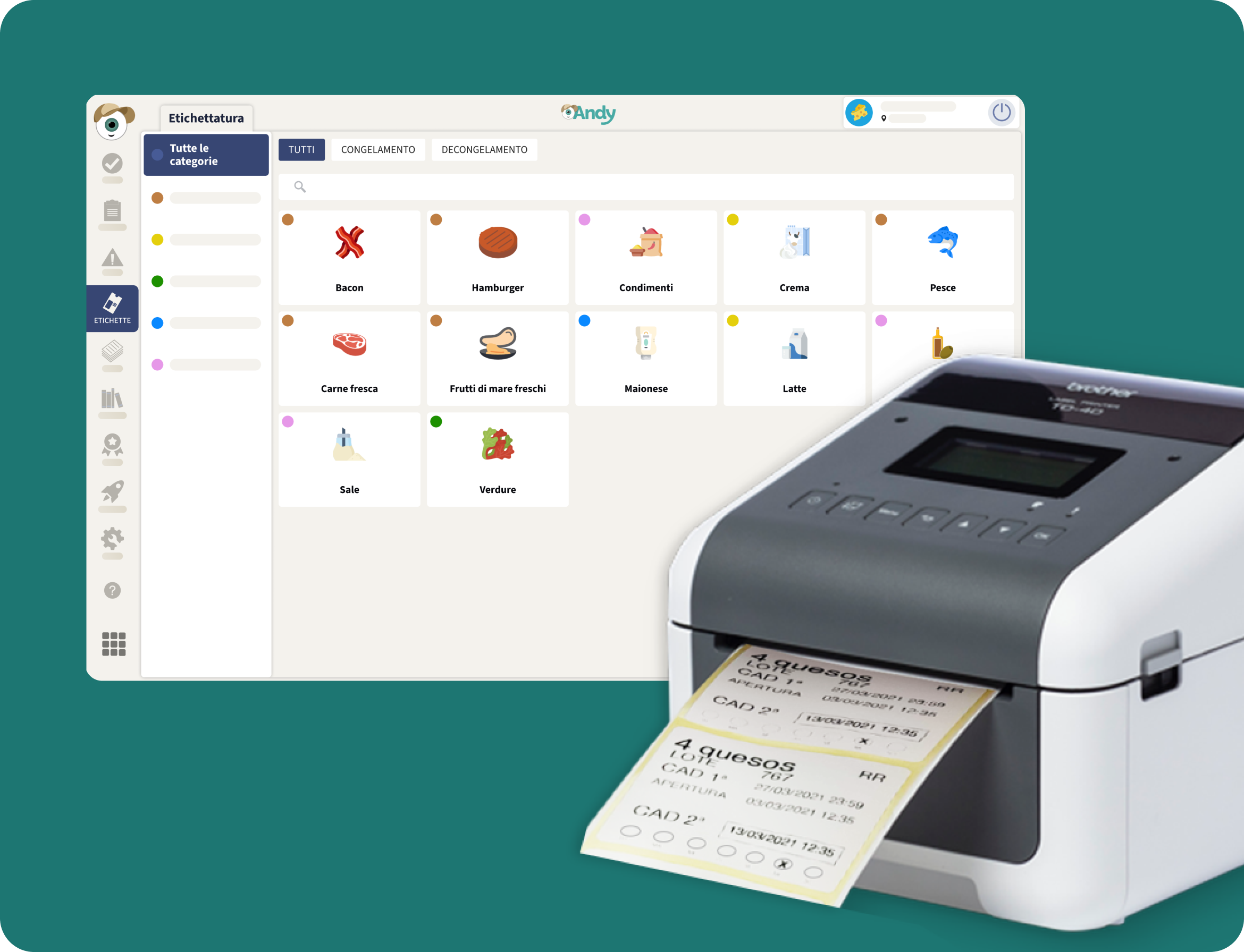 Software di etichettatura alimentare di Andy